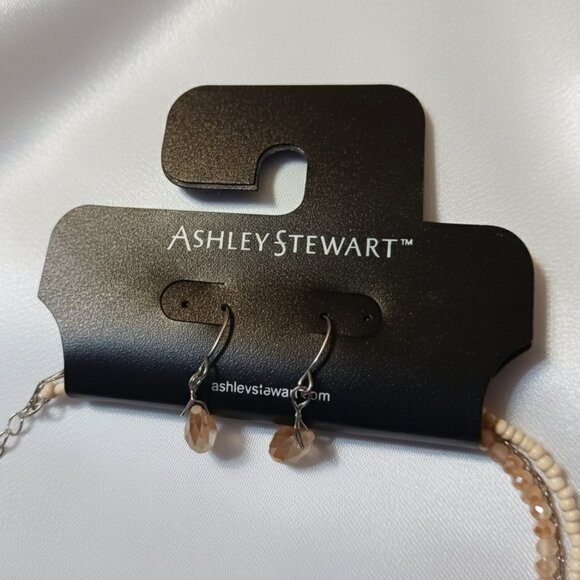 Ashley Stewart Necklace and Earring Set NWT Peach and Silver Fashion Jewelry - Picture 7 of 11